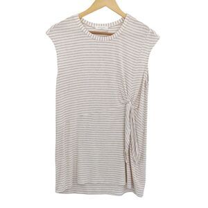 Sophie Rue ribbed khaki striped tie detail top size small